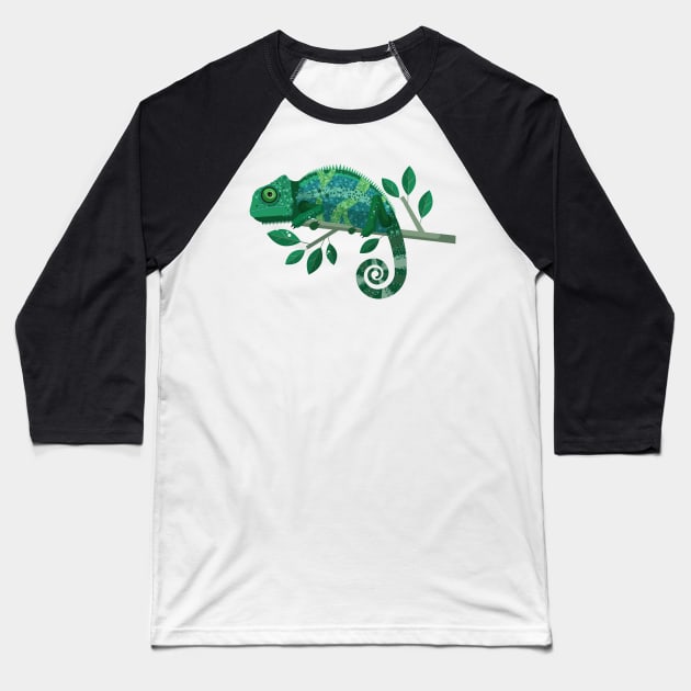 Funny Chameleon Baseball T-Shirt by Happy Art Designs